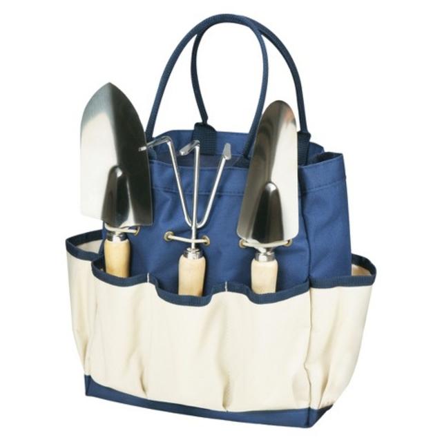 Picnic Time Garden Tote Large - Navy/Cream with 3 Pc Tools product details page