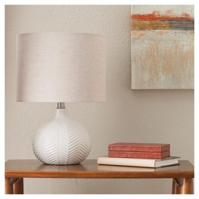 Herringbone Ceramic Table Lamp - Cream -