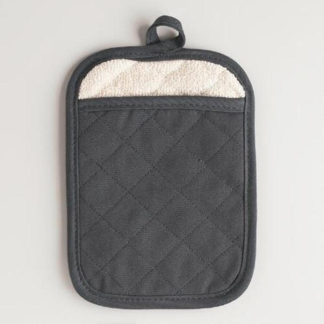 Pewter Gray Gourmet Classic Terry Potholders Set of 2