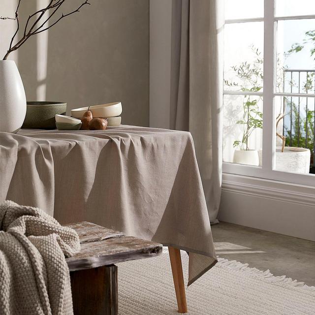 Solid chambray tablecloth