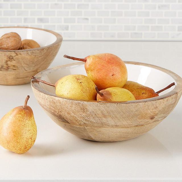 Large enamelled wood bowl