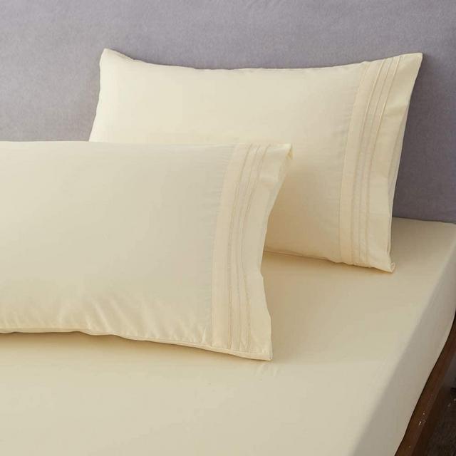 Shilucheng Bed Sheets Set Microfiber 1800 Thread Count Percale Super Soft and Comforterble 16 Inch Deep Pockets Wrinkle Fade and Hypoallergenic - 4 Piece (Ivory, King)