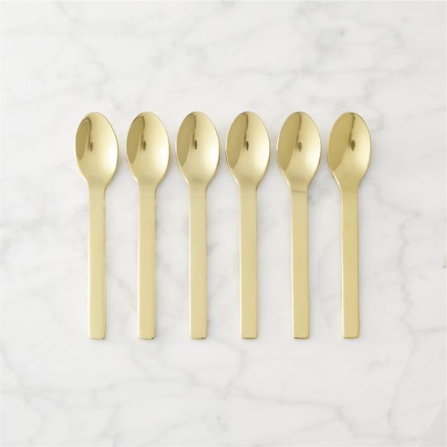 set of 6 mini gold cocktail spoons
