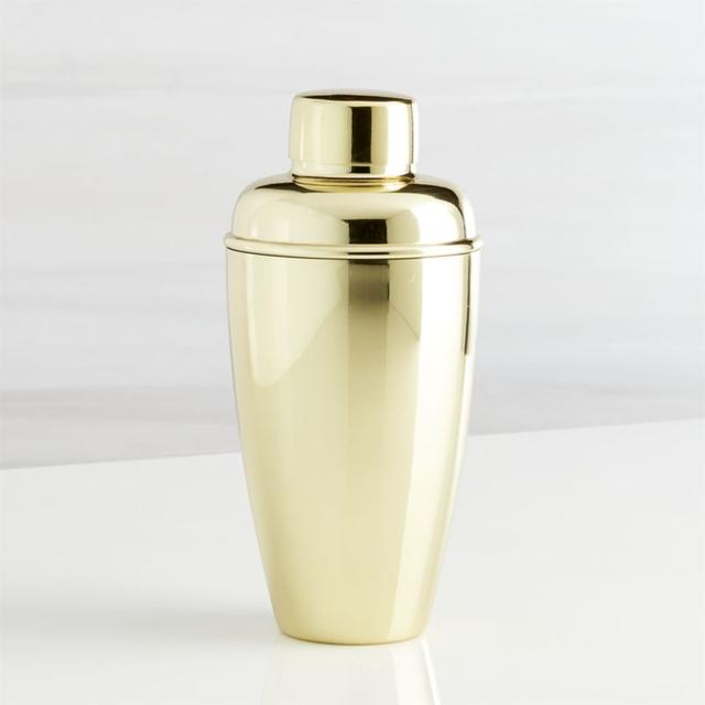 Stainless Steel Cocktail Shaker with Gold Finish