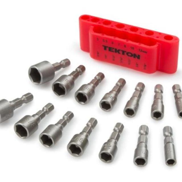 TEKTON 2938 Quick-Change Power Nut Driver Bit Set with Detents, 14-Piece