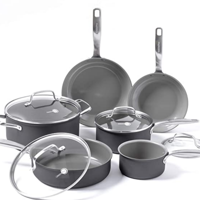 GreenPan Chatham ceramic Non-Stick 10Pc Cookware Set, Grey -