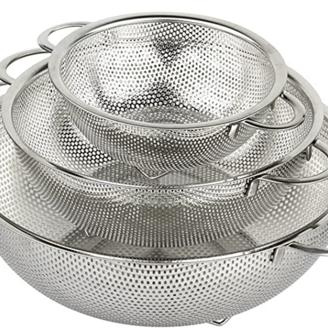 HÖLM 3-Piece Stainless Steel Mesh Micro-Perforated Strainer Colander Set