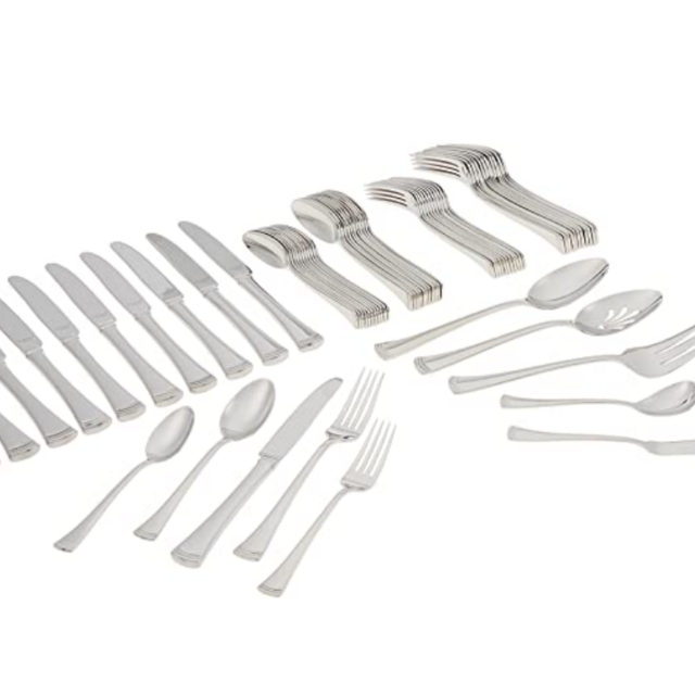 Lenox Portola 65-Piece Flatware Set, 10.00 LB, Metallic