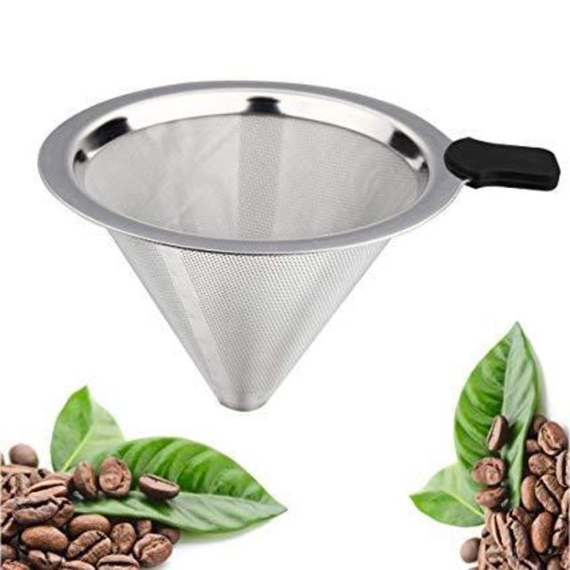 Tai-ying Pour Over Coffee Dripper Filter, Stainless Steel Permanent Reusable Paperless Cone Filters By Tai-ying Double Mesh Drip Coffee Filter For V60 Hario and Other Coffee Carafes