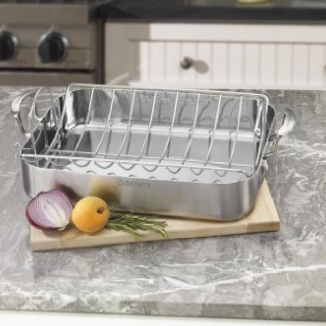 Cuisinart MCP117-16BR MultiClad Pro Stainless 16-Inch Rectangular Roaster with Rack