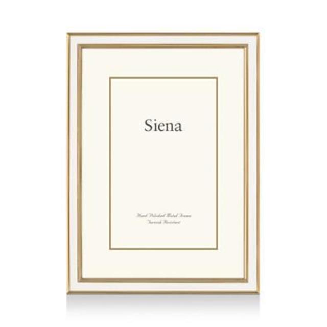 Siena White Enamel with Gold Frame, 8" x 10"