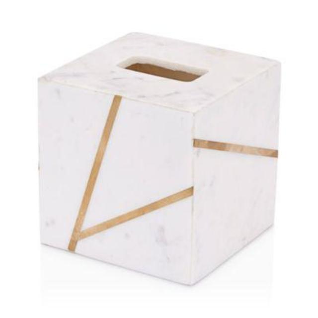 Kassatex Marble Brass Tissue Box Cover