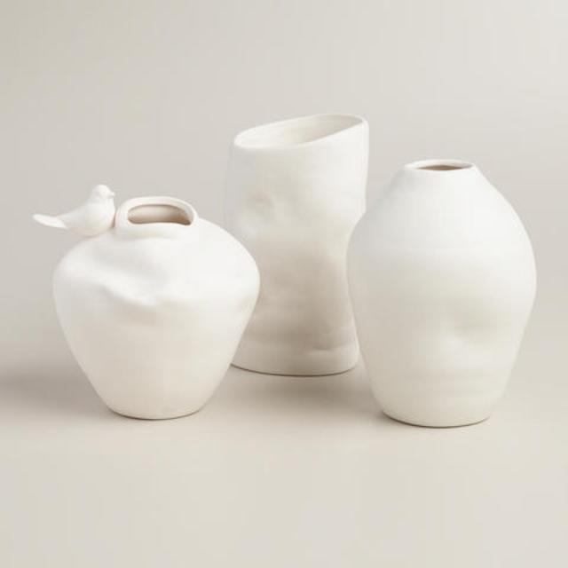 Round White Organic-Style Vase - World Market