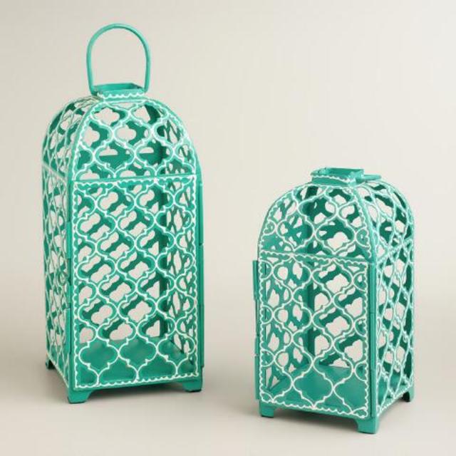 Teal Ethel Cutout Lantern - World Market