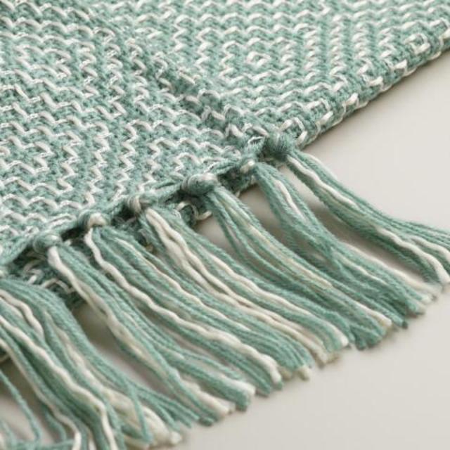 Aqua Two-Tone Geometric Throw - World Market