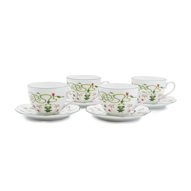 Stephanie FishwickSet-of-Four Porcelain Teacup and Saucer Set