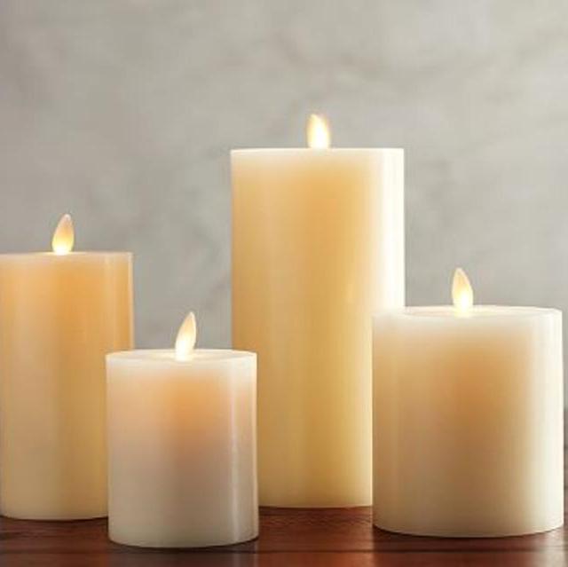 Premium Flickering Flameless Wax Pillar Candle - Ivory - 3x4"