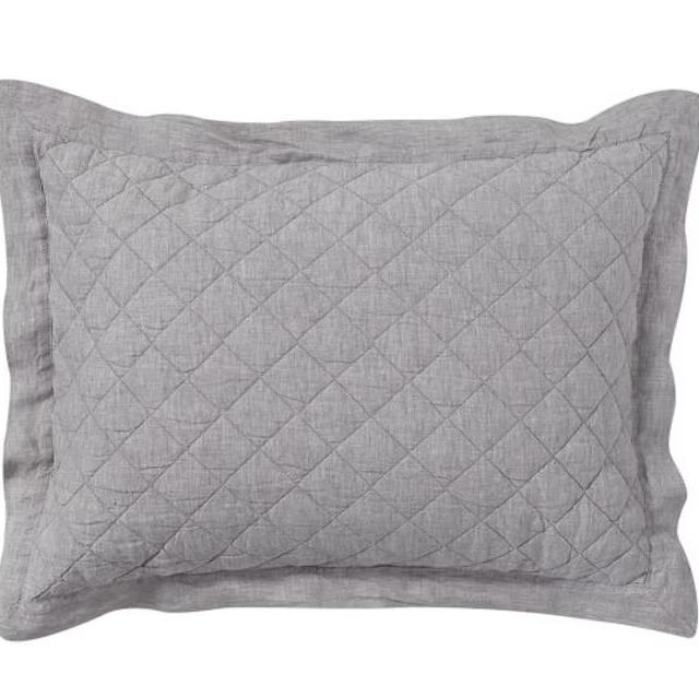 Belgian Flax Linen Diamond Standard Sham - Flagstone (grey)