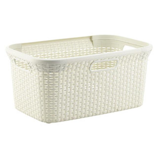 Ivory Rectangular Basketweave Basket