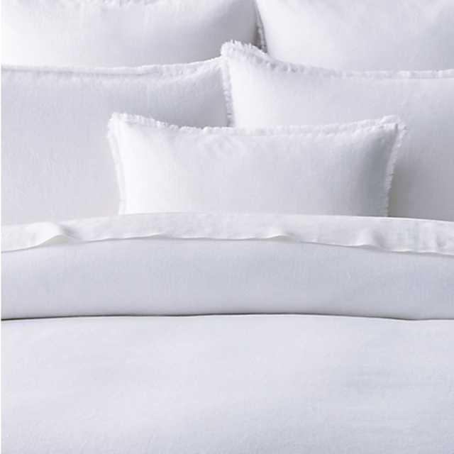 Linen Frayed Edge Duvet Cover (King, white)