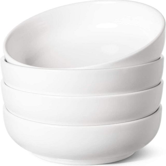 LE TAUCI Pasta Bowls 32 Ounce, Large Salad Bowls and Serving Bowls, Soup Bowl, Ceramic Pasta Plates - Set of 4, White