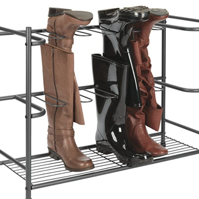 mDesign Boot Storage and Organizer Rack, Space-Saving Holder for Rain Boots, Riding Boots, Dress Boots - Holds 6 Pairs - Sleek, Modern Design, Sturdy Steel Construction - Graphite Gray