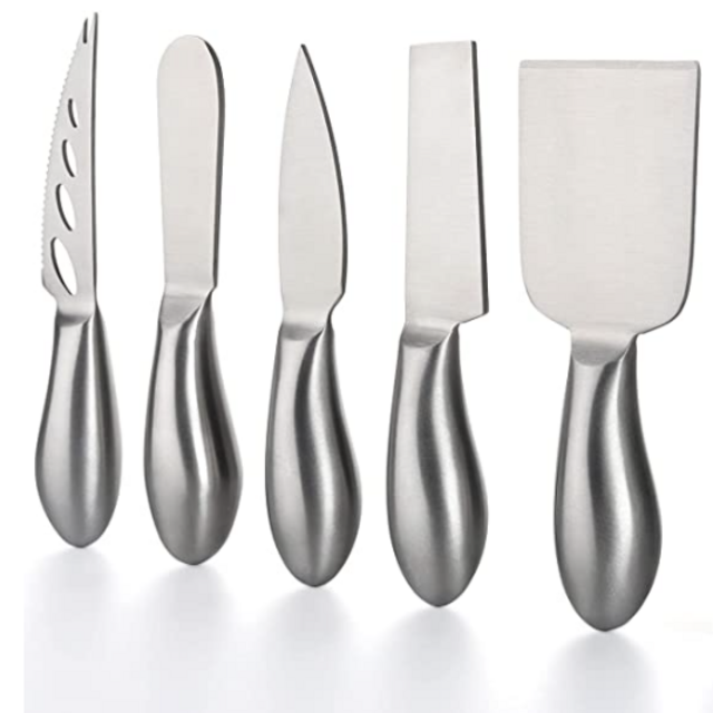 Stainless Steel Cheese Knife Set of 6 Cheese Knives Butter Spatula, Metal Cheese Spreader Cutter Cheese Shaver Fork for Holiday, Birthday, Wedding, Party