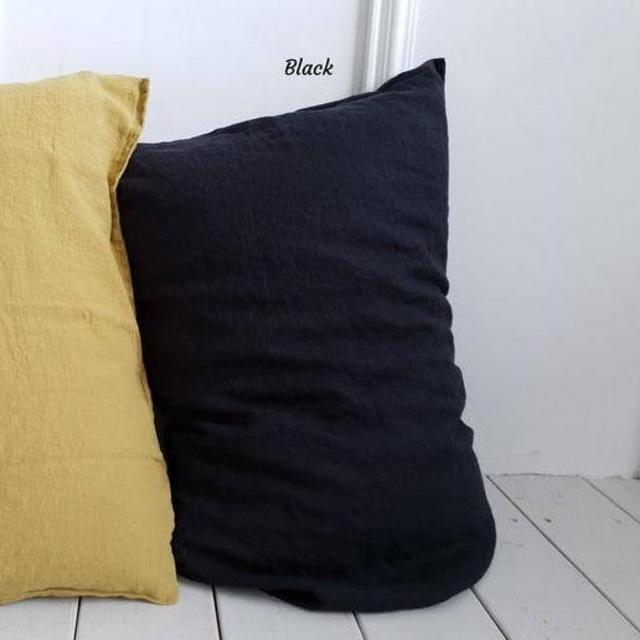 20"x50" 100% Linen Pillowcase (in BLACK)