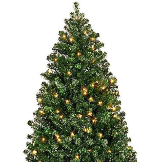 YAHEETECH Pre-Lit Artificial Hinged Christmas Spruce Tree Holiday Decoration with 300 Warm White Lights, 6ft