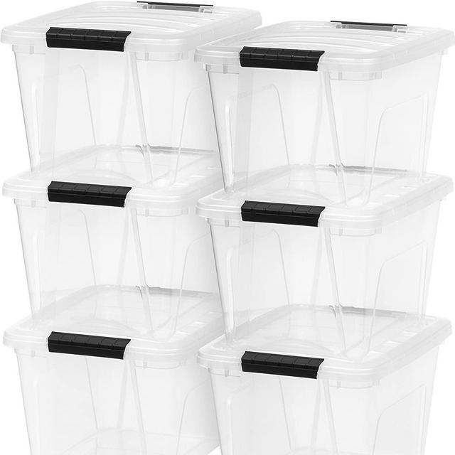 IRIS USA TB-17 Stack & Pull Box, 19 Quart, Clear, 6 Pack