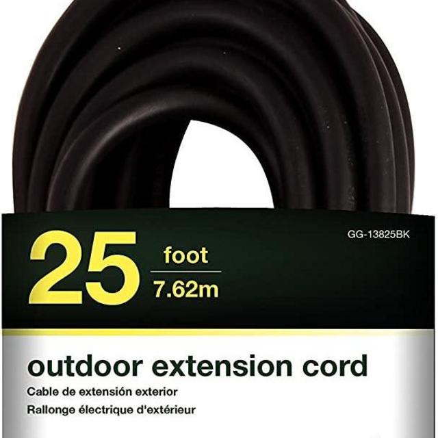 GoGreen Power GG-13825BK - 14/3 25' SJTW Outdoor Extension Cord - Black