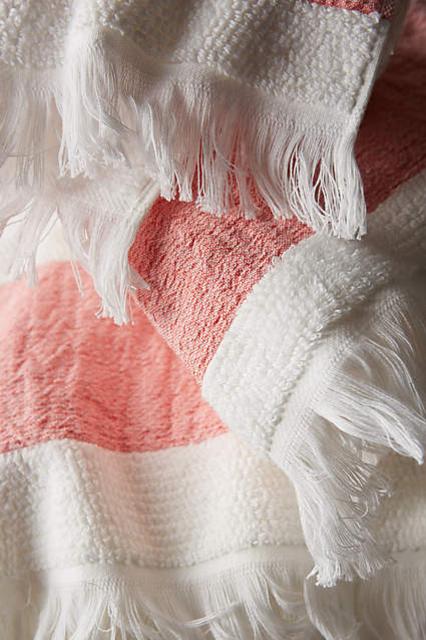 Linen-Edged Towel Collection: Hand Towel, Coral