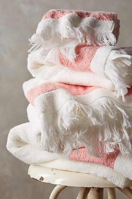 Linen-Edged Towel Collection: Washcloth, Coral