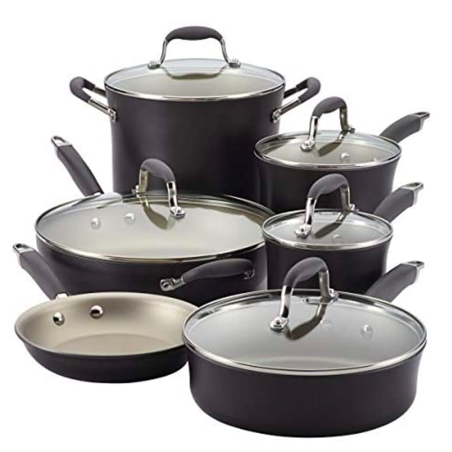 Anolon Advanced Hard Anodized Nonstick 11 Piece Cookware Set (Pewter/Grey)