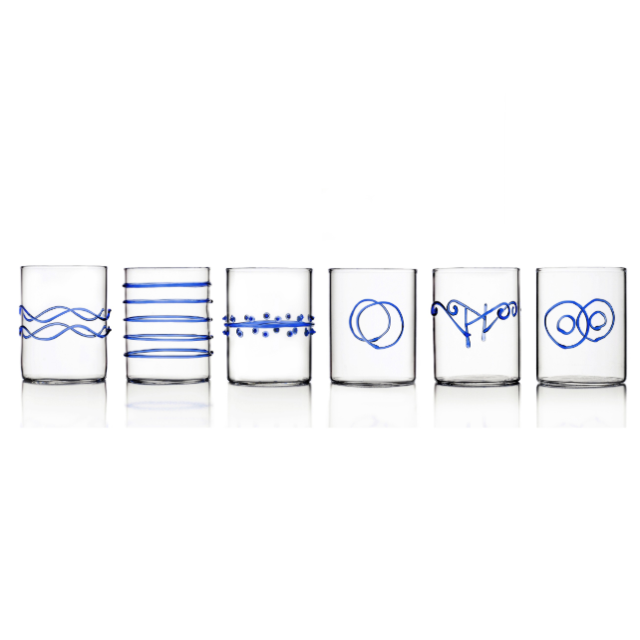 6-Piece Deco Blue Water Glasses Set - Jung Lee