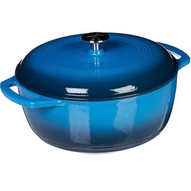 AmazonBasics Enameled Cast Iron Dutch Oven - 6-Quart, Blue