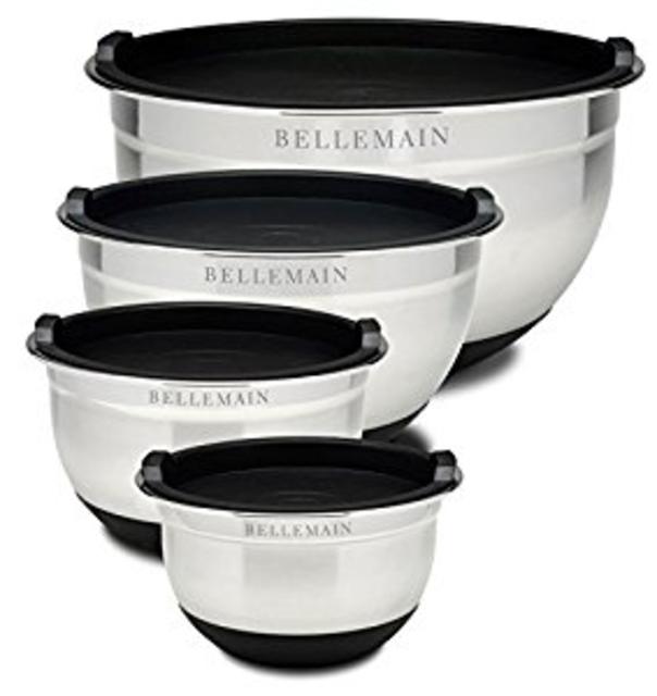 Top Rated Bellemain Stainless Steel Non-Slip Mixing Bowls with Lids, 4 Piece Set Includes 1 Qt., 1.5 Qt., 3 Qt. & 5 Qt.
