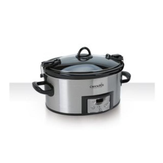 Crock-Pot SCCPVL610-S 6-Quart Programmable Cook and Carry Oval Slow Cooker, Digital Timer, Stainless Steel
