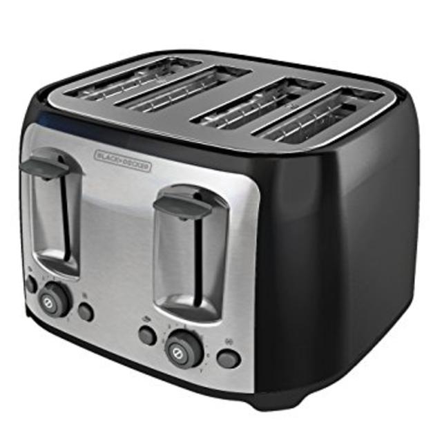 BLACK+DECKER TR1478BD 4-Slice Toaster, Bagel Toaster, Black