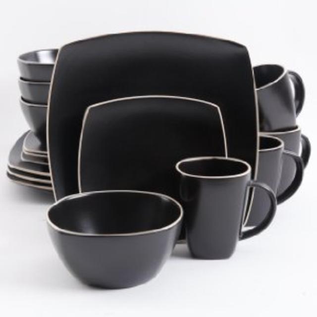 Gibson Home Soho Lounge Matte 16 Piece Dinnerware Set, Black