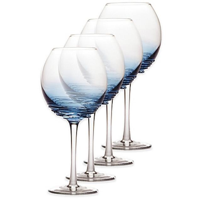 Mikasa® Swirl Balloon Glasses in Cobalt (Set of 4)