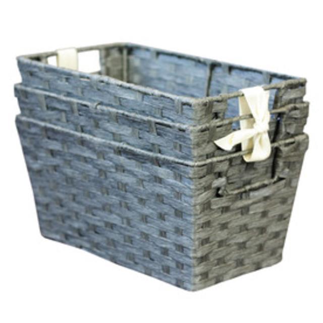 3-Pack 7-in W x 9-in H x 12-in D Grey Woven Paper Cord Basket