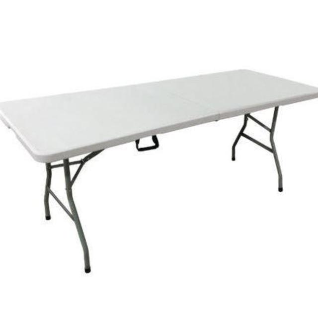 6 ft. White Blow Molded Fold-in-Half Table
