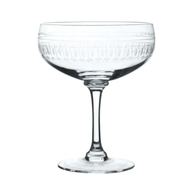Crystal Cocktail Glasses with Ovals Design, Set of Four