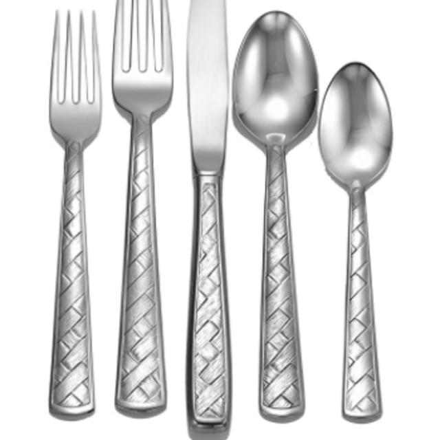 Liberty Tabletop Weave 65-piece 18/10 Flatware Set Service for 12, Includes Serving Pieces Made in USA