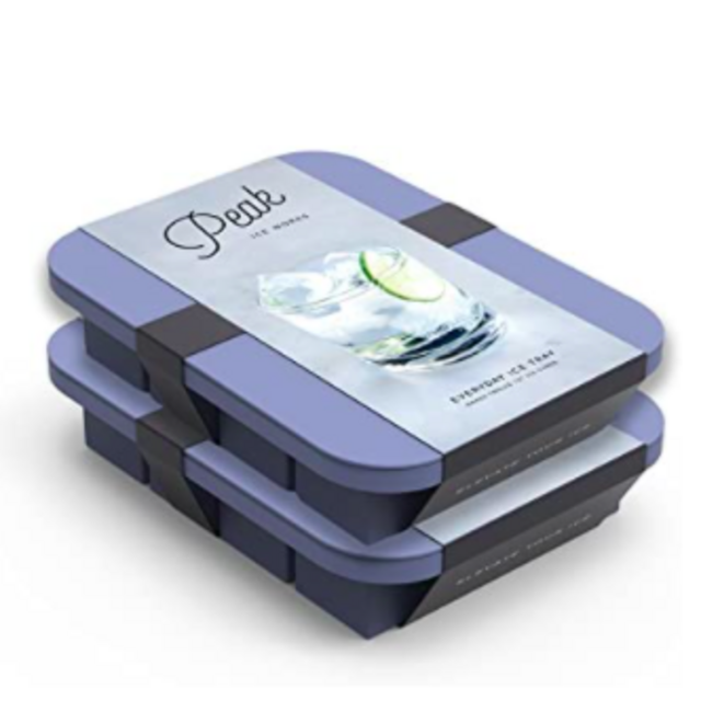W&P Peak Silicone Everyday Ice Tray w/ Protective Lid | Blue, Set of 2 | Easy to Remove Ice Cubes | Food Grade Premium Silicone | Dishwasher Safe, BPA Free