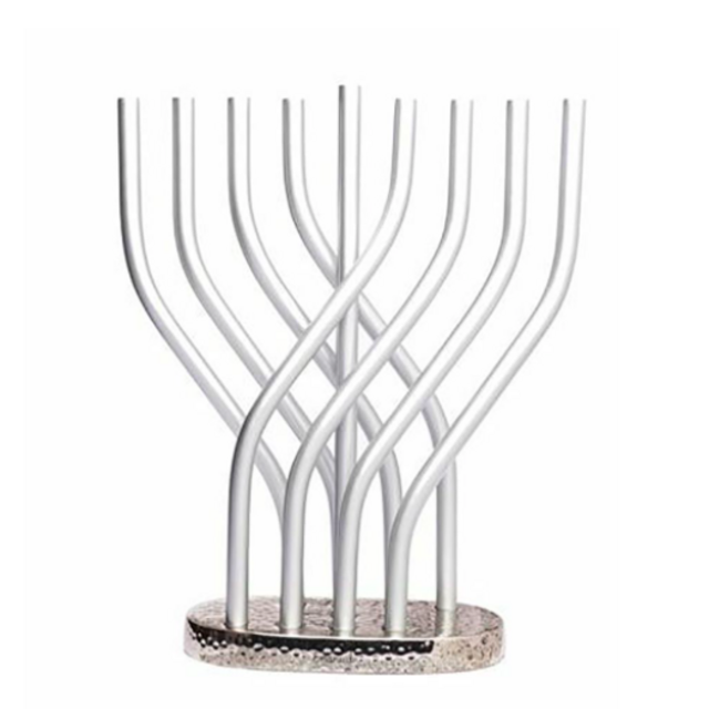Silver Flame Menorah by Yair Emanuel