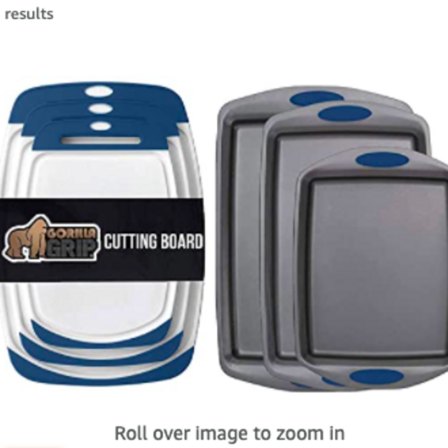 Gorilla Grip Cutting Board Set of 3 and Baking Pans Set of 3, Both in Blue Color, Cutting Boards are Dishwasher Safe, Baking Pans Include Large, Medium, and Small Sheet, 2 Item Bundle