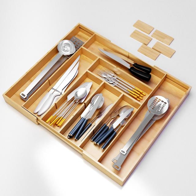 Best Silverware Kitchen Drawer Organizer -Expendable Bamboo Tray with Adjustable Dividers Eliminate Clutter-Great As a Flatware Utensil Holder,Keurig K Cup Coffee Capsules Storage or Spice Rack