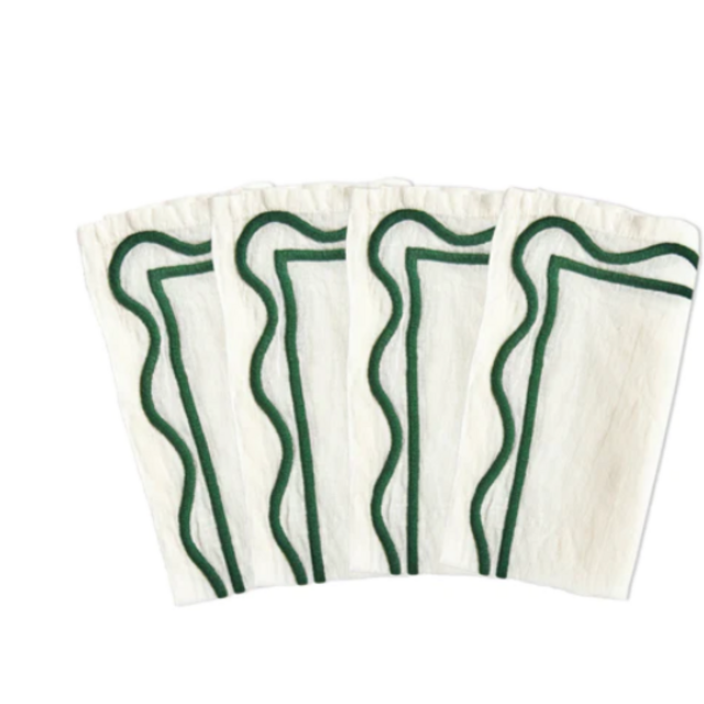 Colorblock Linen Embroidered Napkins (Set of 4)